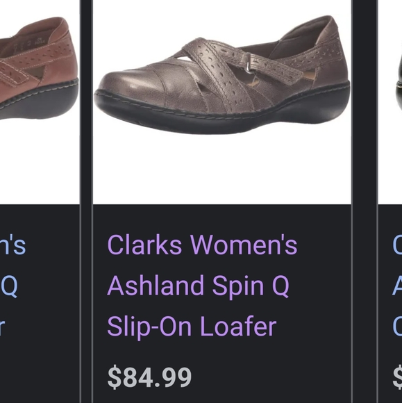 Clarks Ashland spin q slip on leather loafer low wedge metallic pewter 8 narrow - Picture 7 of 9